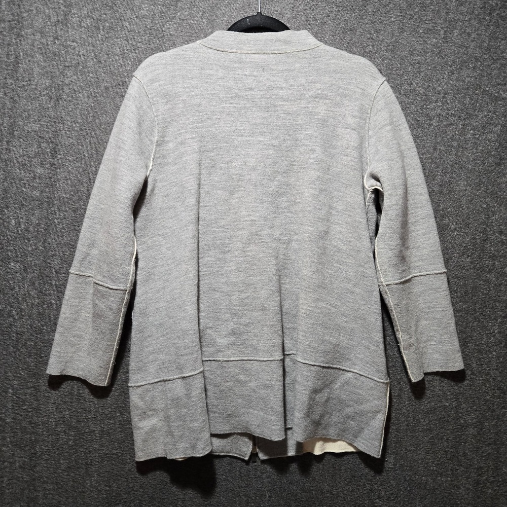 Eileen Fisher Boiled Merino Wool Heather Gray Zip Front Knit Mid Length Jacket M - Picture 7 of 8